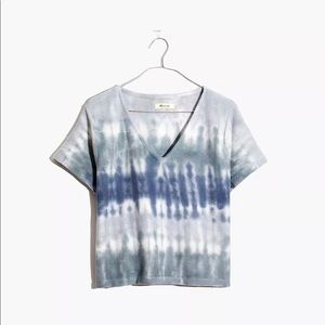 Madewell Blue Ottoman Jacquard V-Neck Setlist Boxy Top‎ in Tie-Dye Size Medium
